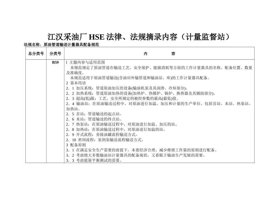 江汉采油厂HSE法律、法规摘录内容计量监督站_第1页