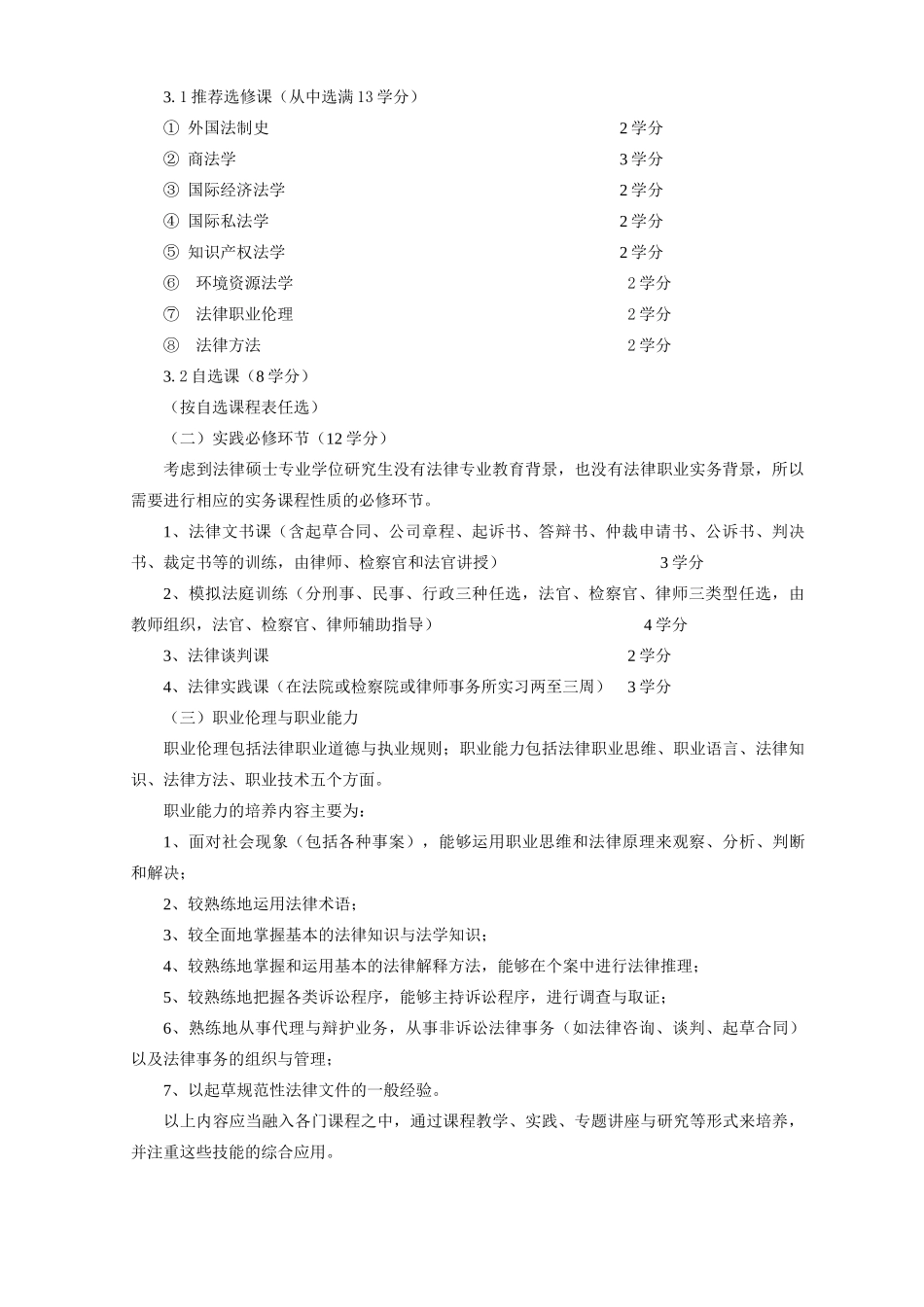 法律硕士专业学位研究生培养方案(华东政法大学)_第2页
