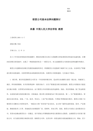 法律问题探讨联营公司基本