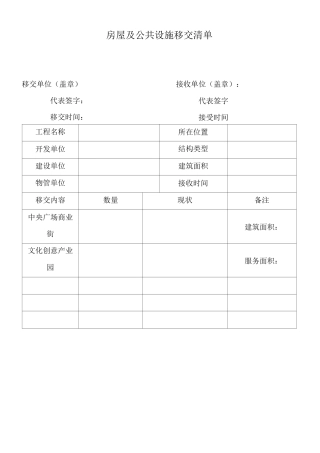 物业管理单位移交表格(全部资料)