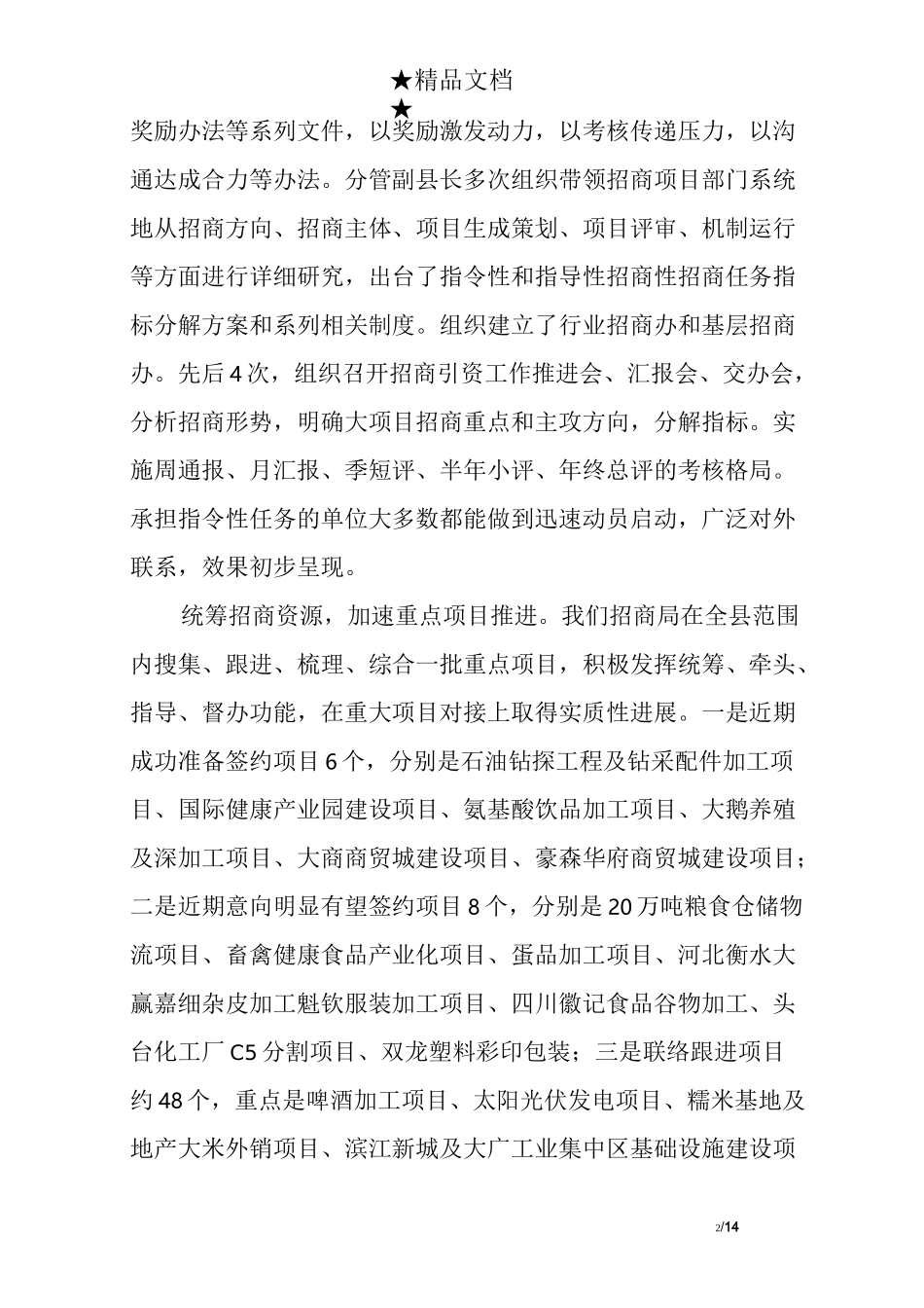 招商工作报告范文_第2页