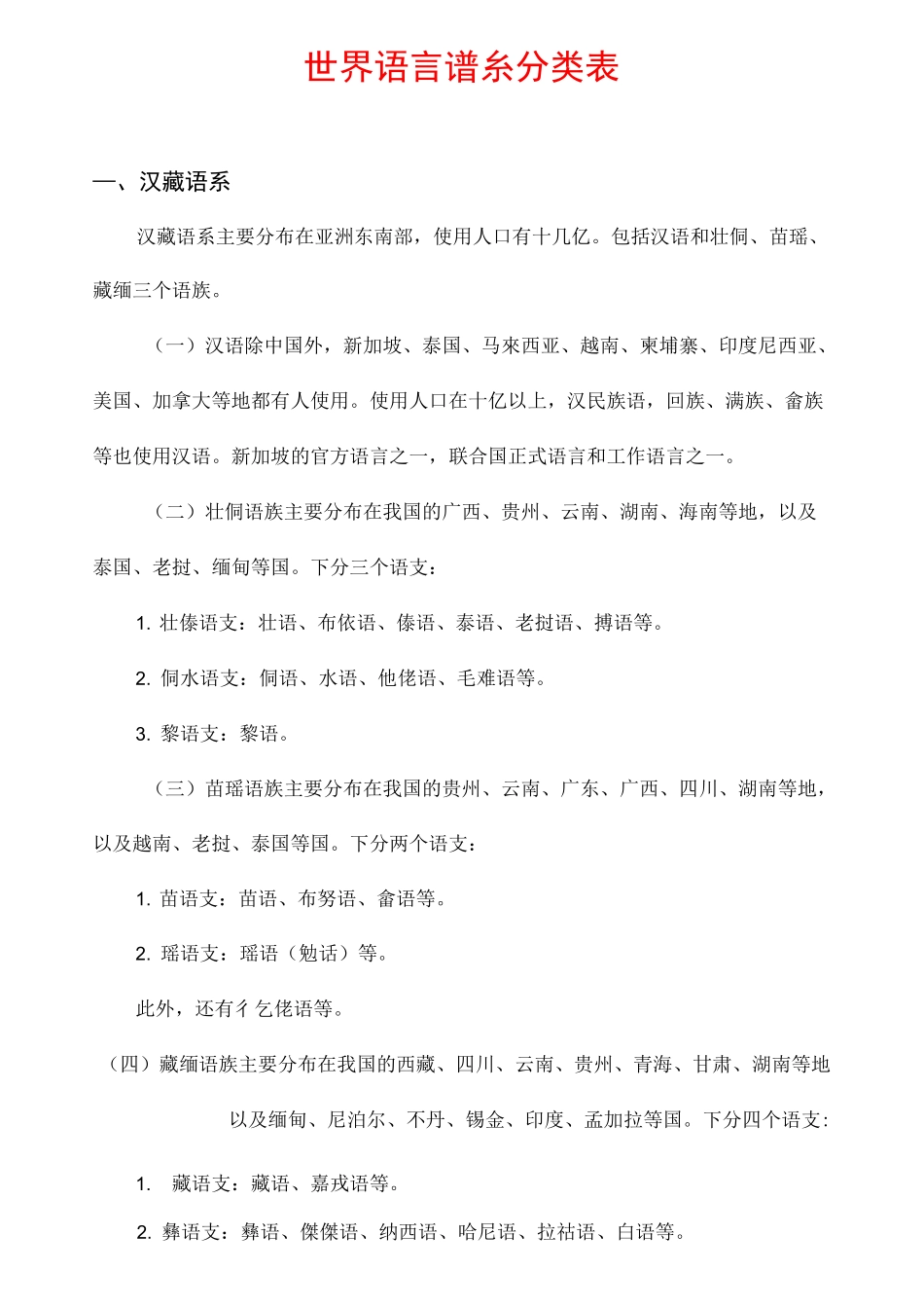世界语言谱系分类表_第1页
