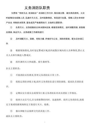 义务消防队岗位职责