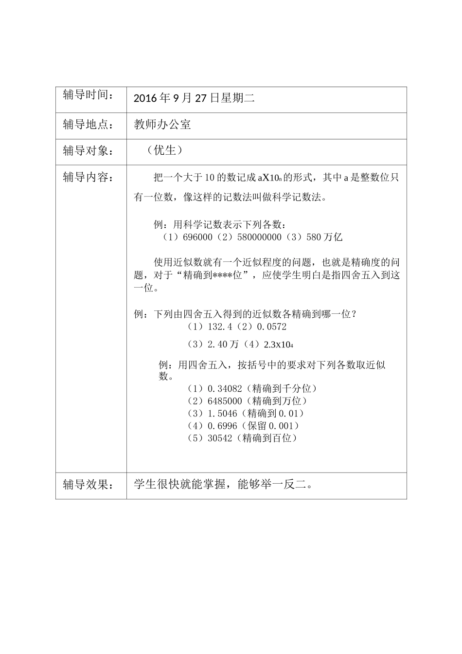 七年级数学培优辅差记录表_第2页