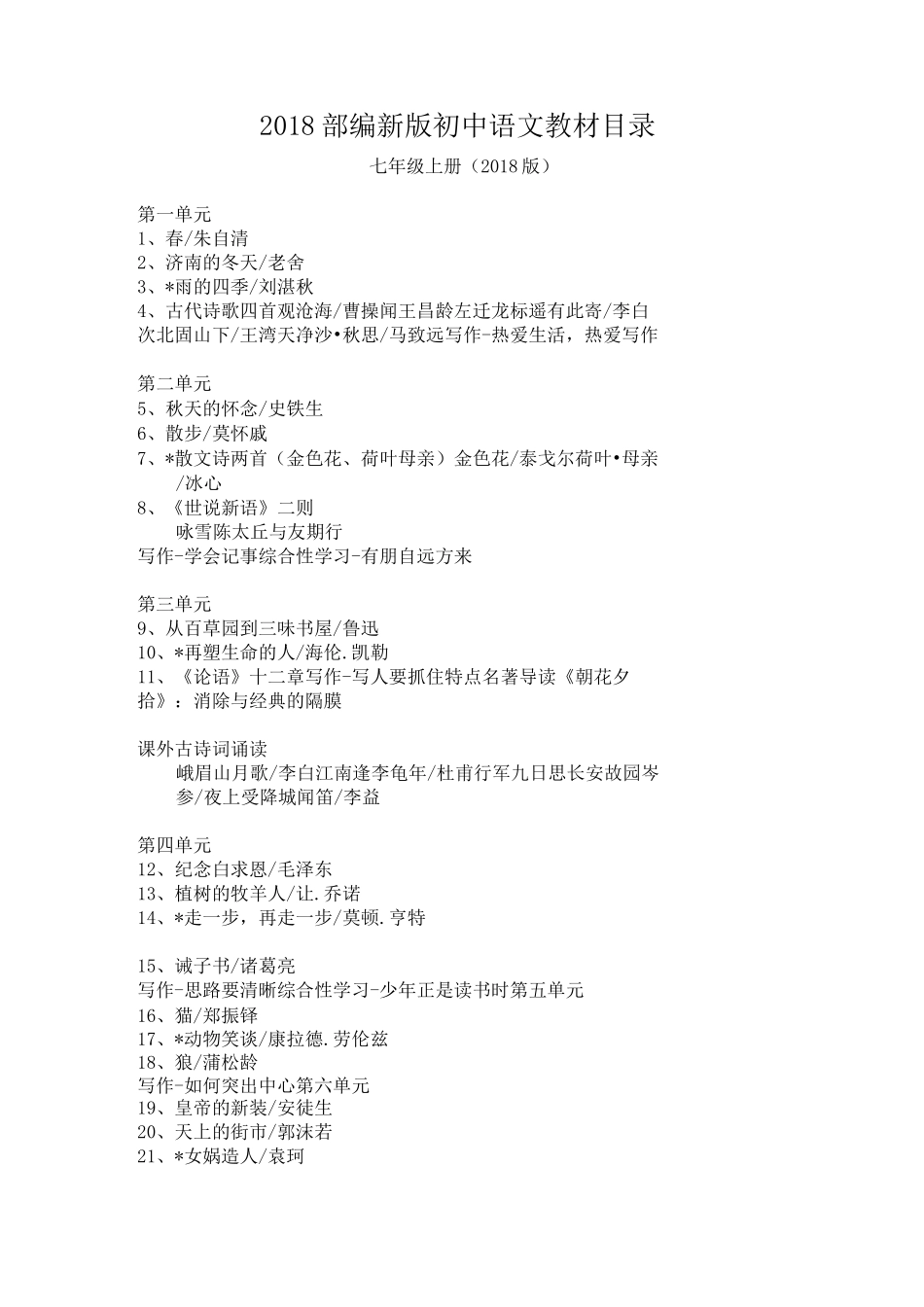部编人教版初中语文目录_第1页