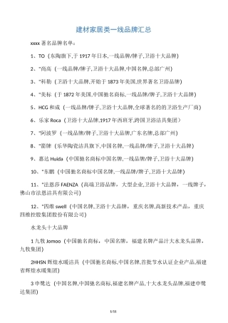 建材十大品牌汇总
