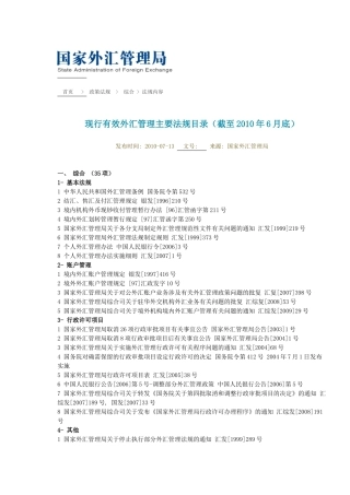 现行有效外汇管理主要法规目录(截至XXXX年6月底)63742581