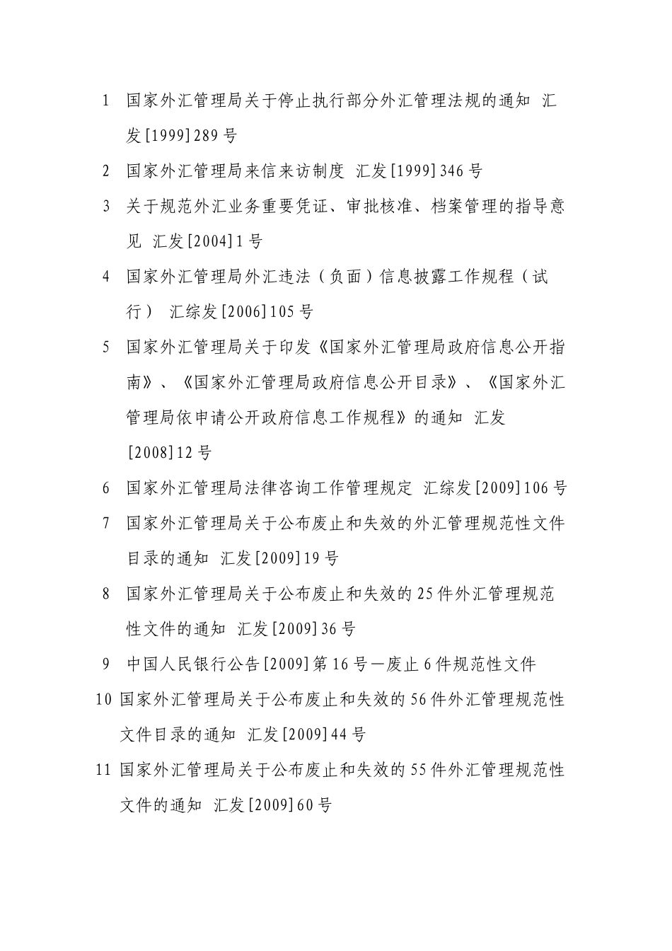 现行有效外汇管理主要法规目录_第3页