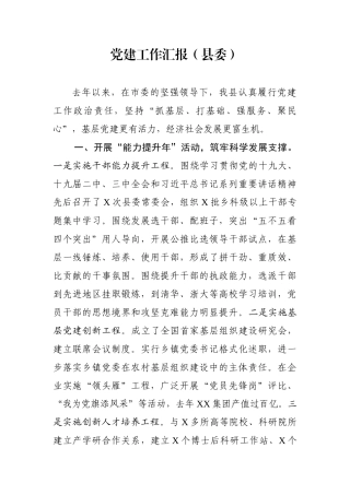党建工作汇报（县委）