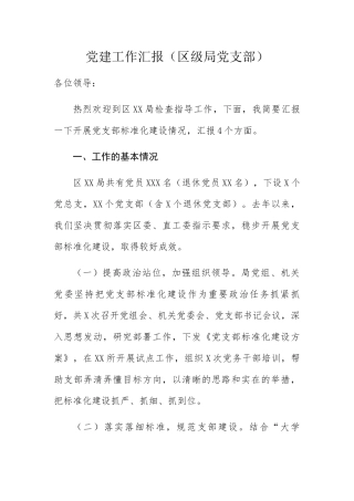 党建工作汇报区级局党支部