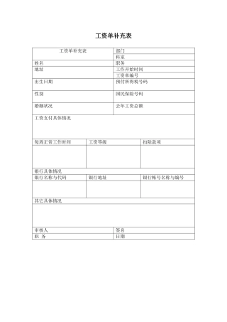 工资单补充表