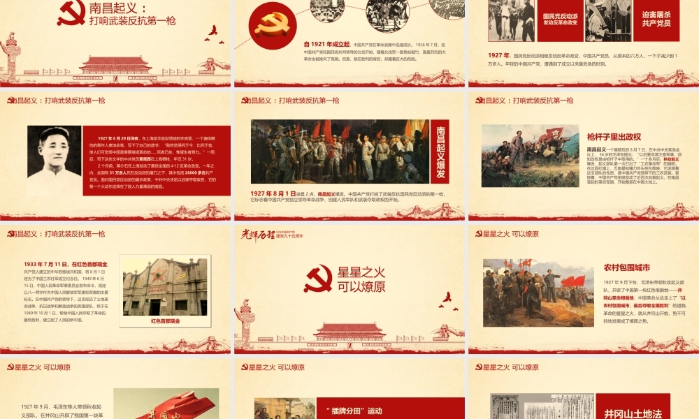 剪纸风格纪念建党九十五周年光辉历程ppt模板