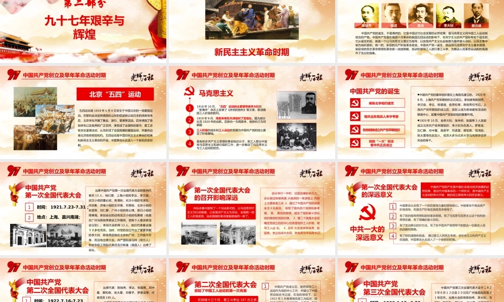 建党97周年中国共产党党史七一建党节PPT模板