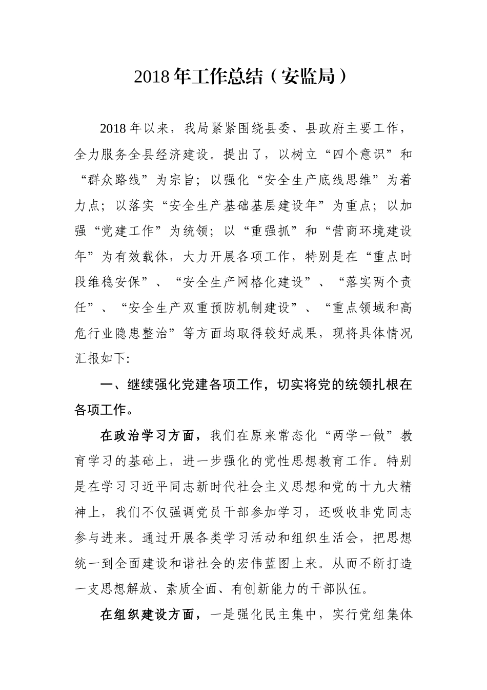工作总结（安监局）_第1页