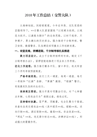 工作总结（交警大队）