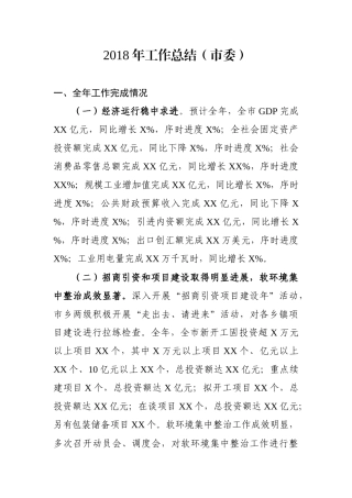 工作总结（市委）