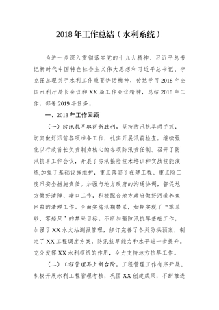 工作总结（水利系统）