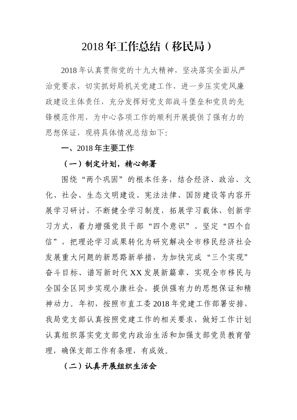 工作总结（移民局）_第1页