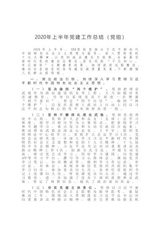 2020年上半年党建工作总结党组(0001)