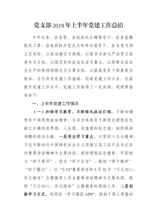 党支部年上半年党建工作总结