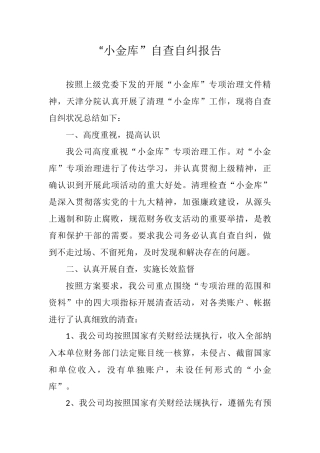 “小金库”自查自纠报告