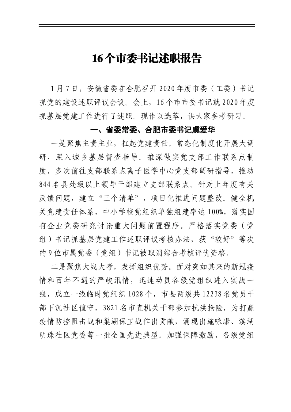 16个市委书记述职报告_第1页