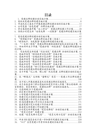 （36篇）党建品牌、示范点、党员示范岗等实施方案汇编