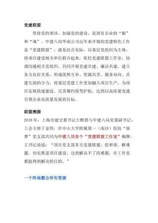 【案例】中建八局华南公司 “党建联盟”党建品牌