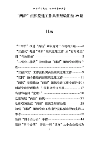 “两新”组织党建工作典型经验汇编29篇
