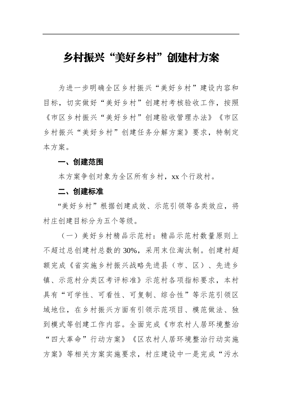 “美好乡村”创建村方案_第1页