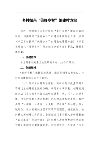 “美好乡村”创建村方案