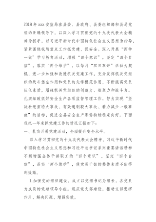 安监局2018年抓基层党建述职的报告