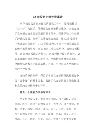 XX学校党支部先进事迹