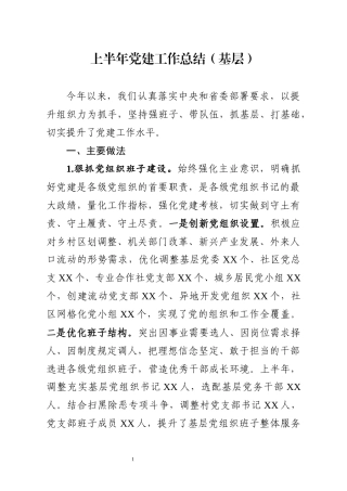 村委半年党建总结