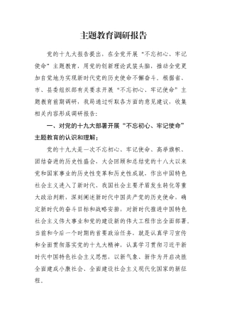X局主题教育调研报告