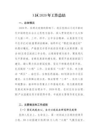 X区2020年工作总结