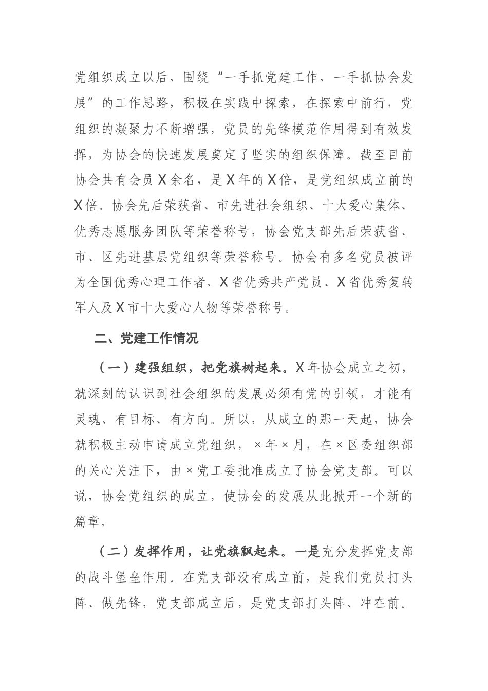 X市X协会党支部党建工作情况汇报_第2页