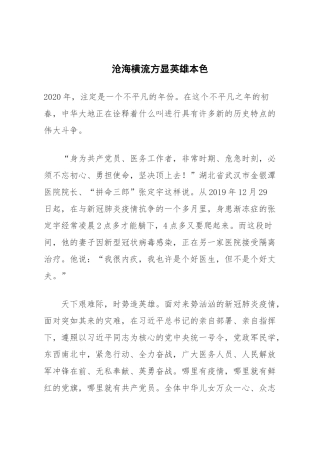 沧海横流方显英雄本色