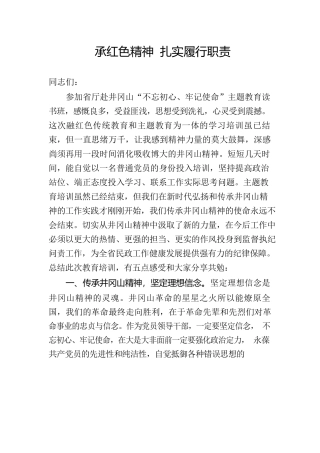 承红色精神扎实履行职责