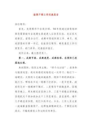 挂职干部工作交流发言