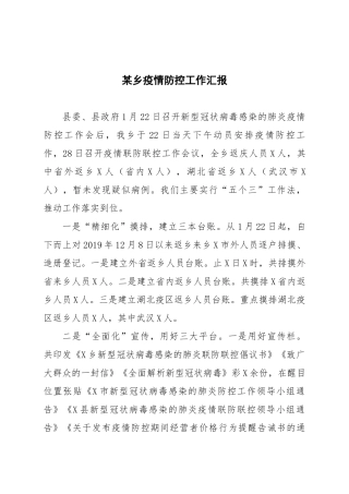 某乡疫情防控工作汇报 (2)
