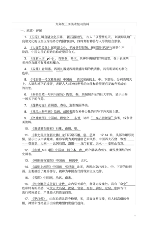 九年级上册美术复习资料