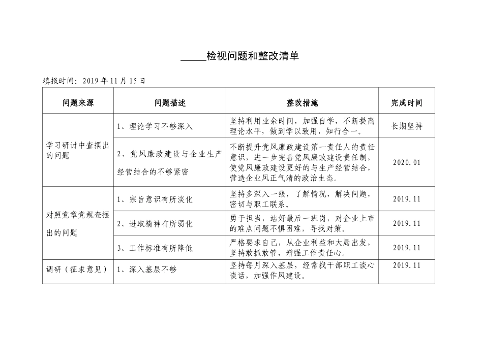 检视问题和整改清单_第1页