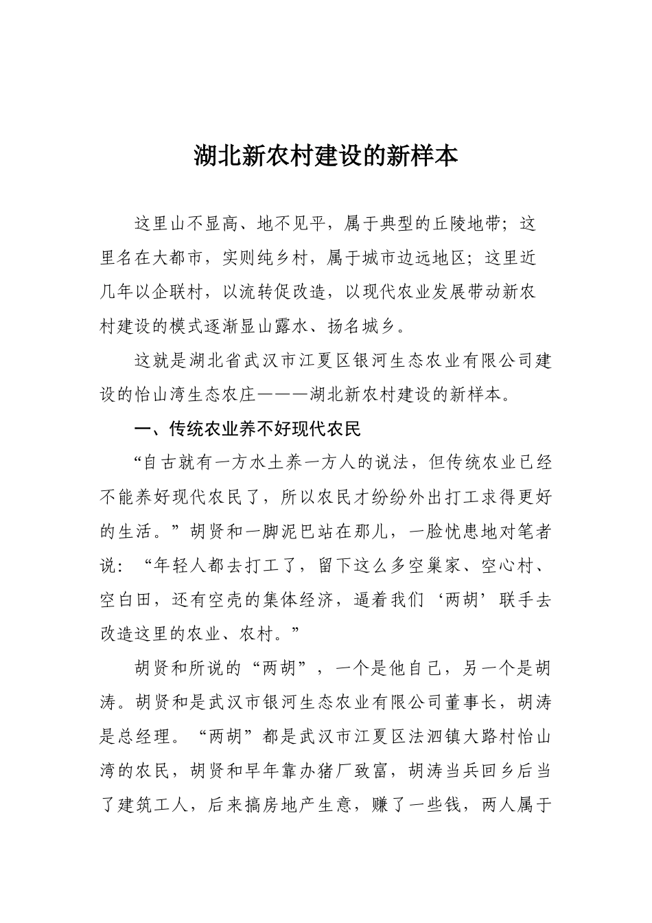 湖北新农村建设的新样本_第1页