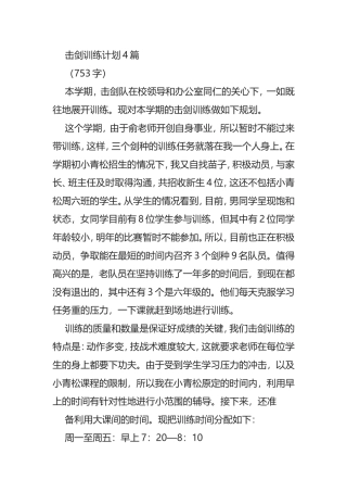 击剑训练计划4篇