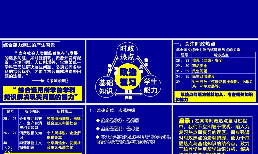 从文综测试看高考政治复习的三个关节点