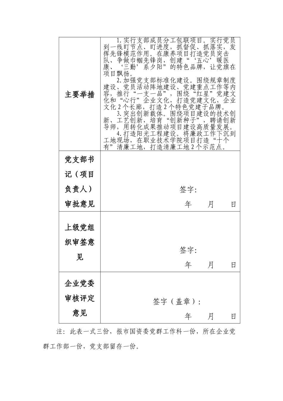 基层党支部“党建引领国企攻坚”项目申报表_第2页