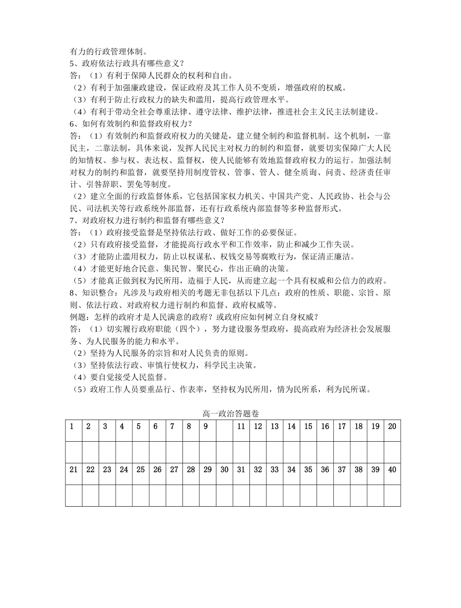第二单元  为人民服务的政府（必背知识）_第2页