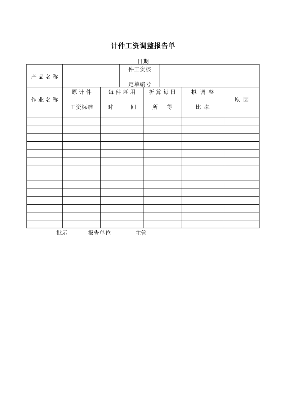 计件工资调整报告单_第1页