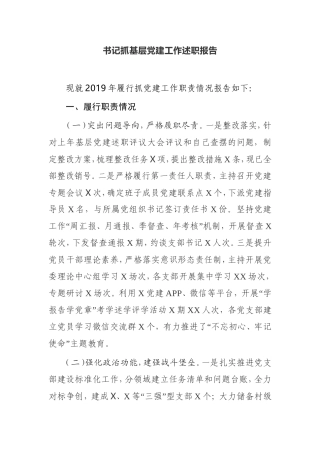 书记抓基层党建工作述职报告乡镇农村书记